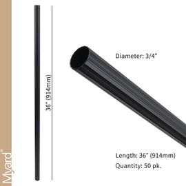 36 Inches Myard Grooved Classic Hollow Round Aluminum Deck Balusters for Deck Railing Porch (50-Pack, Matte Black)