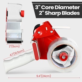 Dunzoom 2 Pack Packing Tape Dispenser Gun with 12 Roll Packing Tape 2 Inch Gun 2.7 Mil Heavy Duty Packaging for Shipping, Moving, Carton and Box Sealing(Red)