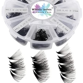 Ready-to-Use Fan Eyelash Extension, 20D, Pack of 500, 9-16 mm, 0.07 mm, D Curl, Ready Volume Eyelashes, Fans, Premade Volume Fans Russian Eyelash Extension (500-20D-0,07-D-9-16)