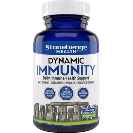Stonehenge Health Dynamic Immunity Daily Supplement 10-in-1 Immune Boosters Zinc, Elderberry, Echinacea, Vitamin C & Probiotic L. Acidophilus – Supports Immune System & Respiratory Health, 60 Capsules