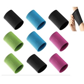 10 Pcs Sweat Bands Sports Wristbands, Apathetic Ice Shreds for Men Women, Elastic Absorbent Wristbands for Gym Basketball Football Tennis Running Sports