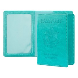 Passport Holder, Passport Holders Cover Case, 1 Pack Passport with Vaccine Card Slot, Travel Passport Wallet for Women Men, Travel Documents Organizer Protector Travel Essentials, Lake Blue