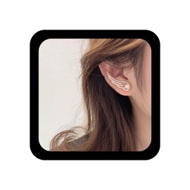 YienDoo Boho Crystal Wing Ear Cuff Wrap Earrings Gold Rhinestone Wing Ear Jacket Piercing Wrap Earrings Statement Crawler Climber Pearl Stud Single Earring Right Ear Jewelry for Women