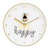 UK-HOME-BARGAINS 20cm BUMBLE BEE Small Round Wall Clock Polished Yellow