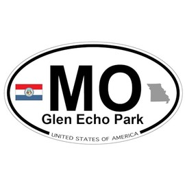 US Decal, Inc. Glen Echo Park, Missouri Oval Sticker with State Flag