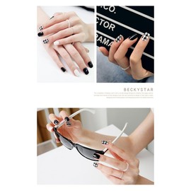 BECKYSTAR Art Gel Nail Stickers-1 - Salon-Quality, Long-Lasting, and Easy to Apply & Remove - Works with Any Nail Lamps - Includes 2 Prep Pads, Nail File & Wooden Stick (Modern Chic)