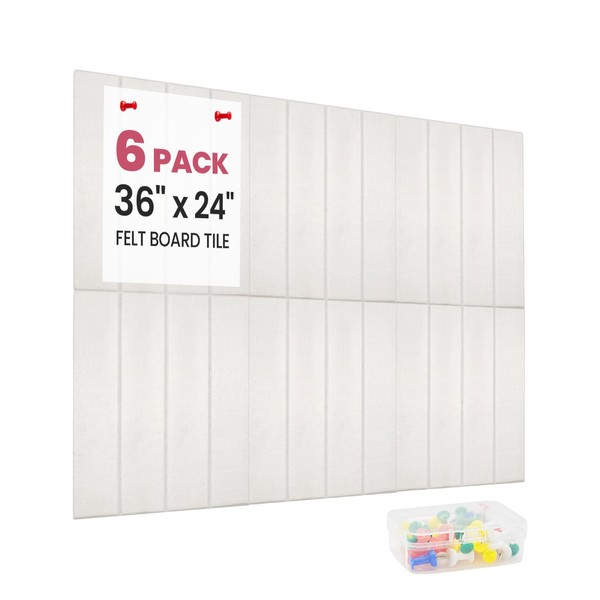 Aipiahio Wide Stripe Felt Bulletin Board Tiles, 6 Pack 36"x24"