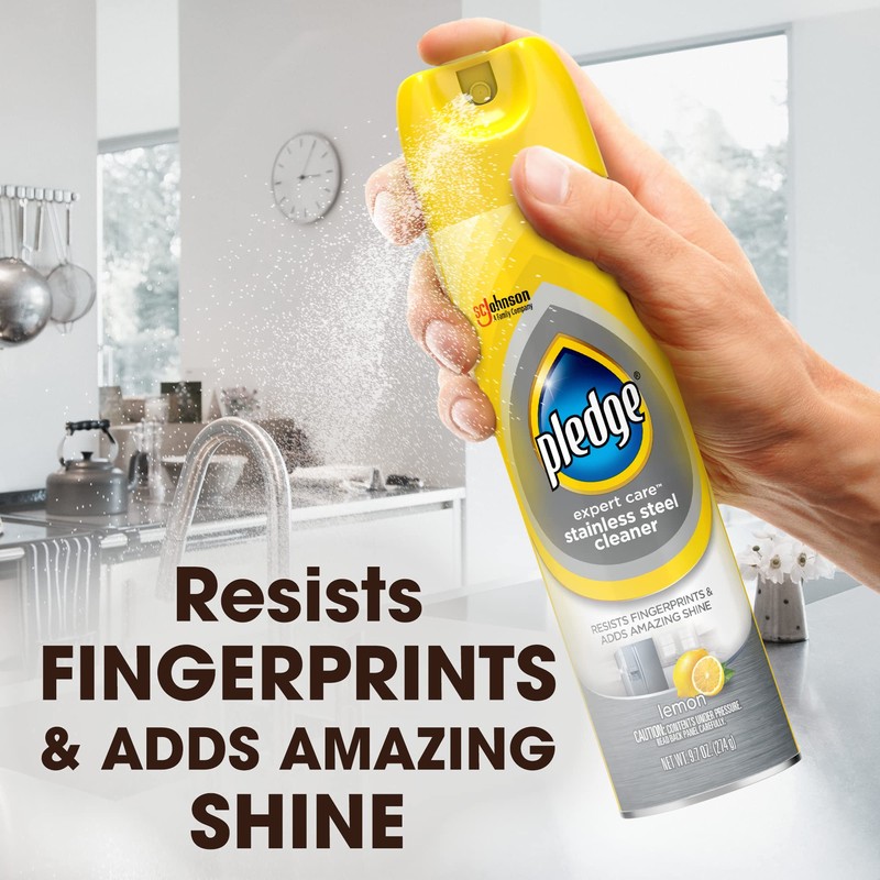 Pledge Pledge Stainless Steel Cleaner Spray, Lemon Zest, 1 Aerosol