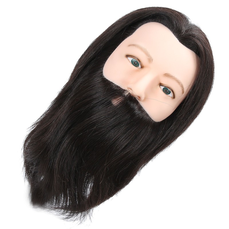 Salon Male Mannequin Head Human Hair Practice Hairdressing Training Head
