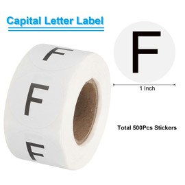 PATIKIL Letter F Inventory Labels, 1 Inch Capital Letter Stickers Self Adhesive Round Circle Coding Dots Labels (1Roll/Total 500Pcs) for Office, Storage
