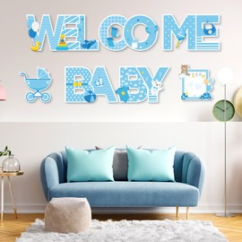 Welcome Baby Boy Shower Decorations Blue Baby Yard Sign with with Stakes, Its A Boy Lawn Garden Sign for Welcome Home Gender Reveal Party Supplies Decor Gift Outdoor Indoor