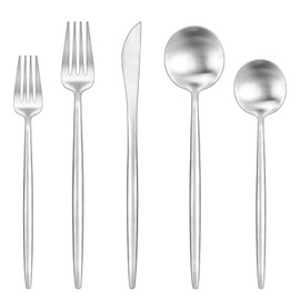 20 Pieces Silverware Set, Ollex Matte Flatware Set for 4, Stainless Steel Utensil set with Knives Forks and Spoons Dishwasher Safe Tableware Cutlery Set for Home Kitchen Restaurant Hotel