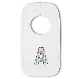 Blue Dotty Alphabet Letter A - Baby Pullover Bib