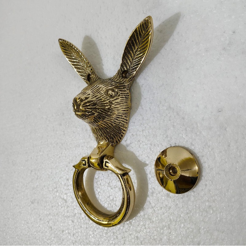 Solid Brass Rabbit Face Door Knocker for Front Door Georgious
