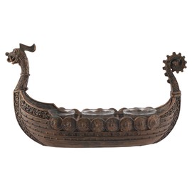 Nordic Drakar Viking Ship Tea Light Holder Bronze 3 Tea Lights