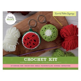 Simply Make Docrafts Crochet Key Ring Craft Kit Kiwi and Melon Fruit Bright Coloured, Contains All Supplies Needed, Hobby Craft for Adults and Older Children, Great for Bags, Keychain, Decoration