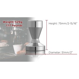 YoiYee Solid Stainless Steel Coffee Tamper Coffee Presser, 51mm Coffee Distributor, Espresso Coffee Press for 51mm Filter Baskets
