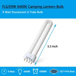 Ignixlite (2PACK) FLS/E9W Fluorescent Bulb,Replacement for Camping Lantern Bulb,4 Pin 2G7 Base,5.5 inch Special Size,6400K