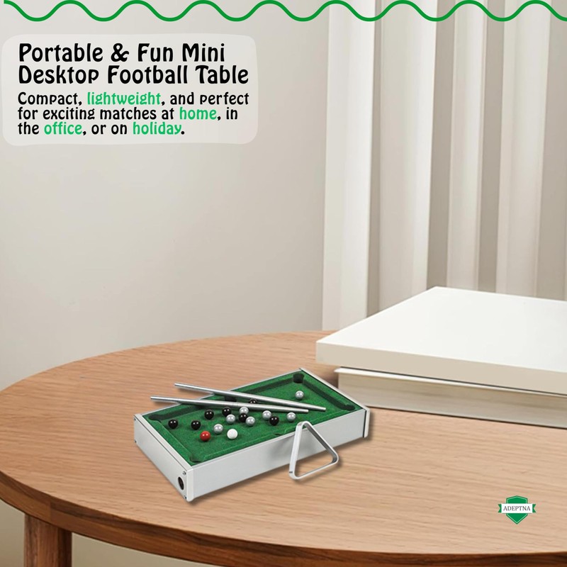 ADEPTNA Desktop Mini Pool Table Game Set Compact Tabletop Billiards