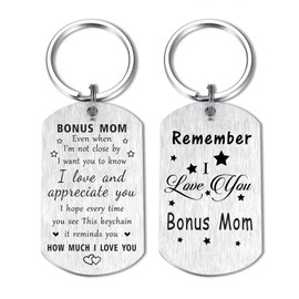 Resdink Bonus Mom Keychain, Remember I Love You Bonus Mom Gifts, Happy Birthday Gift for My Stepmom, Meaningful Step Mom Present, Christmas Stepmother Gift Ideas