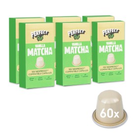 PerfectTed Vanilla Matcha Pods | 60 Pods Compatible with Nespresso® | Ceremonial Grade Matcha Powder | 60 Servings (60 Pods, Vanilla Matcha)