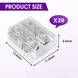 HKYLRAT 10mm 2Pin 20Packs Transparent Solderless LED Light Strip Connectors,Strip to Wire Connectors,for Single Color 5V/12V/24V LED Strips,No Soldering Required