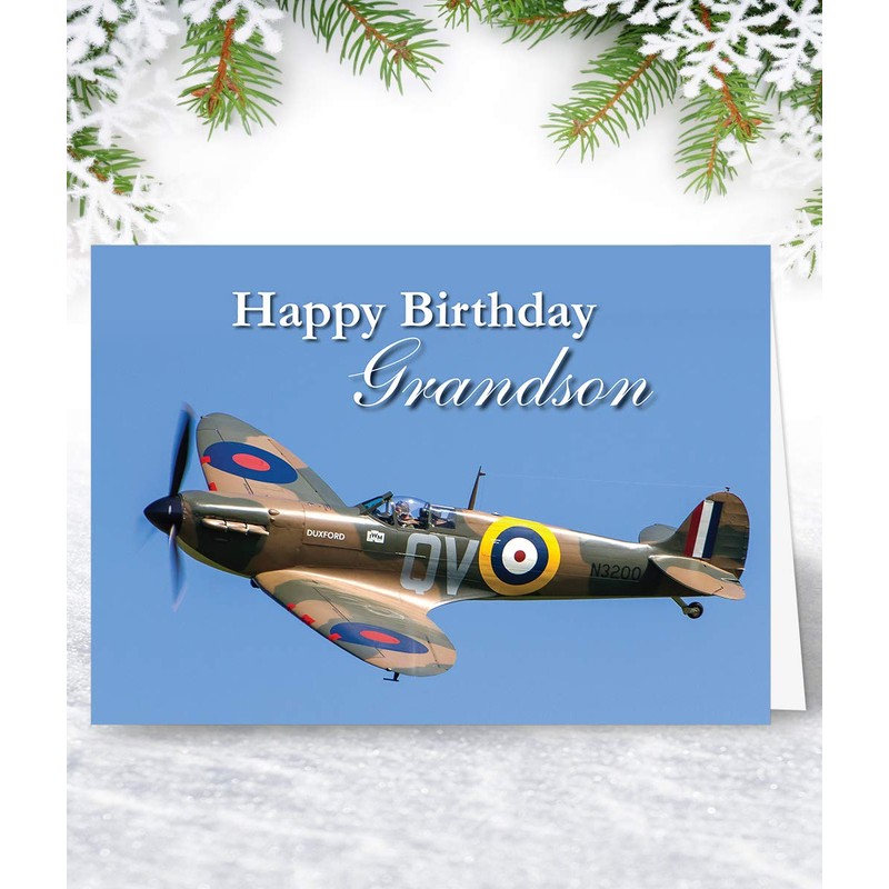 Grandson Spitfire Birthday Card - Medium Sized Card (A5 Size