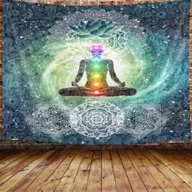 Tapiz de chakras, 7 chakras, yoga, meditación, decoración Zen, tapiz pequeño para colgar en la pared para recámara, tapices espirituales de loto hippie, póster para playa, recámara universitario,