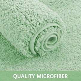 smiry Microfiber Bath Mat 50 x 75 cm, Non-Slip Super Absorbent Bathroom Mat, Extra Soft Machine Wash and Dry, Non-Shedding Bath Mats For Bathroom, Sage Green