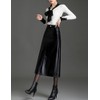SUNYUESTAR Long Leather Skirts for Women Casual High Waisted Fall