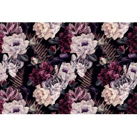 MFWFM Floral Wallpaper Watercolor Dark Peony Flowers Mural Wallpaper for Bedroom Living Room (Not Peel n' Stick)