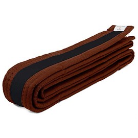 AAMA Color Belts with Black Stripe for Martial Arts - Taekwondo Karate Judo - Brown w/Black Size 5