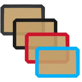 Small Silicone Baking Mats, Set of 4, Quarter Sheet Size, Non Stick, BPA Free, 1/4 Baking Sheet Pan Liner for Cookies, Macaron, Bread, Pastry, Toaster (Multi Colors)