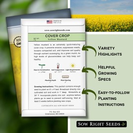 Sow Right Seeds - Yellow Mustard Seed for Planting - Cover Crops to Plant in Your Home Garden - Enriches Soil - Suppresses Weeds - Cold Hardy - Non-GMO Heirloom Seeds - Great Gardening Gift (1)