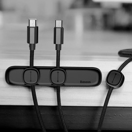 Baseus Magnetic 3-Way Cable Tidy, Black - 1 Piece, Fits Securely, Stable Kickstand, Wallet Slots, 30 Words Limited, Brand Protection