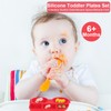 Nalchois Silicone Kid Plate with Suction, Toddler Plates with Spoon