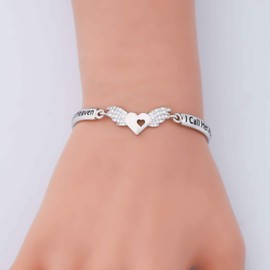 LQRI Memorial Jewelry Loss of Family Member Gift My Guardian Angel Lives in Heaven I Call Him/Her Grandpa Son Grandma Mom Daughter Angel Wing Charm Bracelet In Memory Of Loved One (silver-grandma)