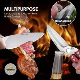 WINTTON - Red Kitchen Scissors - Stainless Steel - Modern Style - Chicken, Meat, Herbs & More