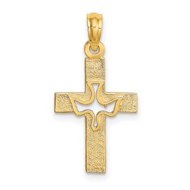 IceCarats 10K Solid Yellow Gold Dove Symbol Peace Love Holy Spirit Cross Necklace Religious Chain Pendant Jesus Christ Charm Only