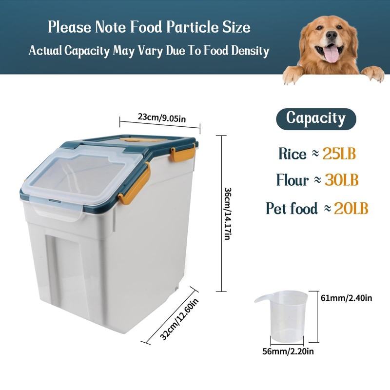 Mairuker Large Flour Storage Container Bin 25lb,4 Pack Airtight Rice