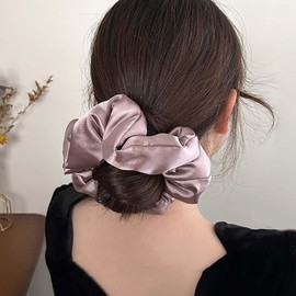TseanYi Large Satin Silk Scrunchies Purple Hair Scrunchies Oversized Purple Satin Soft Hair Ties Big Thick Jumbo Hair Ties Exaggerated Huge Scrunchy Ponytail Holders Hair Tie
