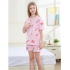 QZH.DUAO 100% Cotton Girls' Pajama Set with Button-Up Short Sleeve
