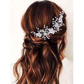 GORAIS Flower Bride Wedding Hair Vine Silver Bridal Hair Accessories Rhinestone Headpiece for Women and Girls