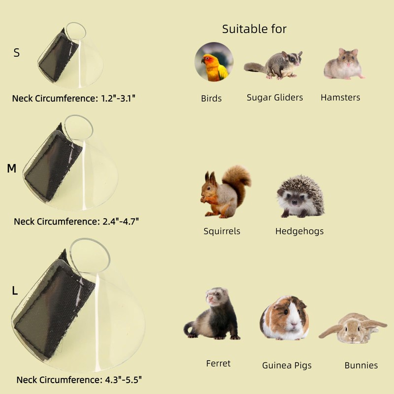 MANON ROSA Hamster Recovery Cone-E Collar & 2Pcs Self-Adhesive Bandages