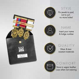 THE MASONIC COLLECTION - Regalia Pocket and Wallet Jewel Holder Leather Set - Store Jewels Comfortably - Personalization Available - A Perfect Masonic Gift Accessory For Freemason Men