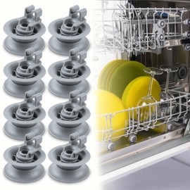 8pcs Dishwasher Upper Rack Wheel Assembly 611475 Replacement for Bosch Dishrack Upper Dishrack Wheel Replacement bsh-00611475 1559847 AH3477735 AH8727387 Grey