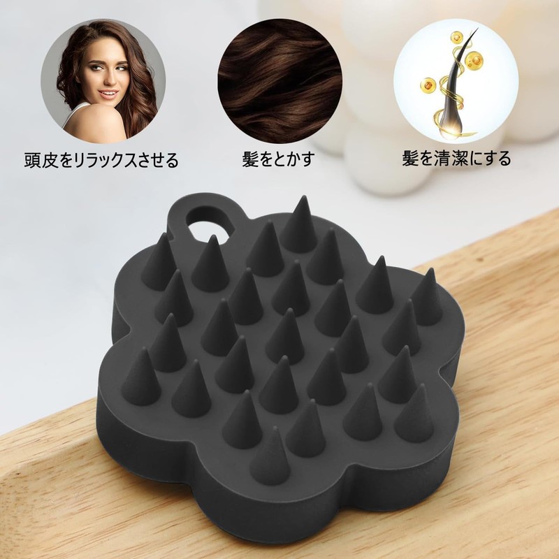 Refoiner 頭皮マッサージ ブラシ スカルプブラシ 花の形 シャンプーブラシ 洗髪 ヘッドマッサージ器 乾湿両用 ヘッドマッサージャー