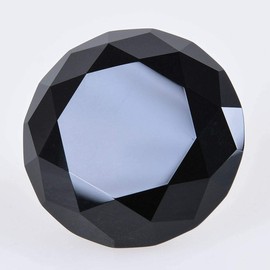 Zoogamo 2” / 60 mm Diamond Shaped Glass Crystal Paperweight – Home Office Decor & Wedding Favors Decoration with Gift Box (Black)
