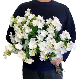 10Pack Artificial Jasmine Flowers Silk White Gardenia Wildflowers Spray for Home Decor Wedding Centerpieces Bridal Bouquets Party Decor (White)