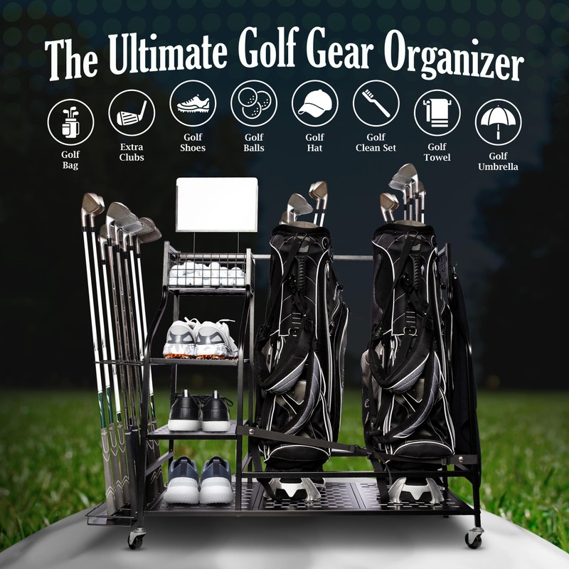North South Store Golf Bag Storage Garage Organizer